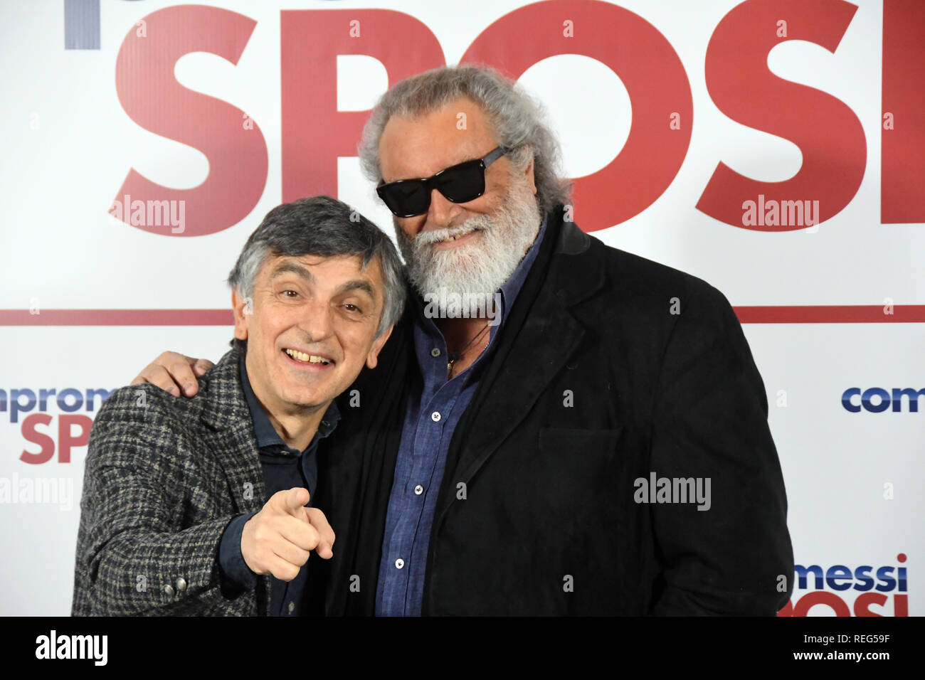 Rome, Italie.21 janvier 2019.Hotel le Mèridienne Visconti - film de présentation COMPROMESSI SPOSI Vincenzo Salemme et Diego Abatantuono crédit: Giuseppe Andidero/Alamy Live News Banque D'Images