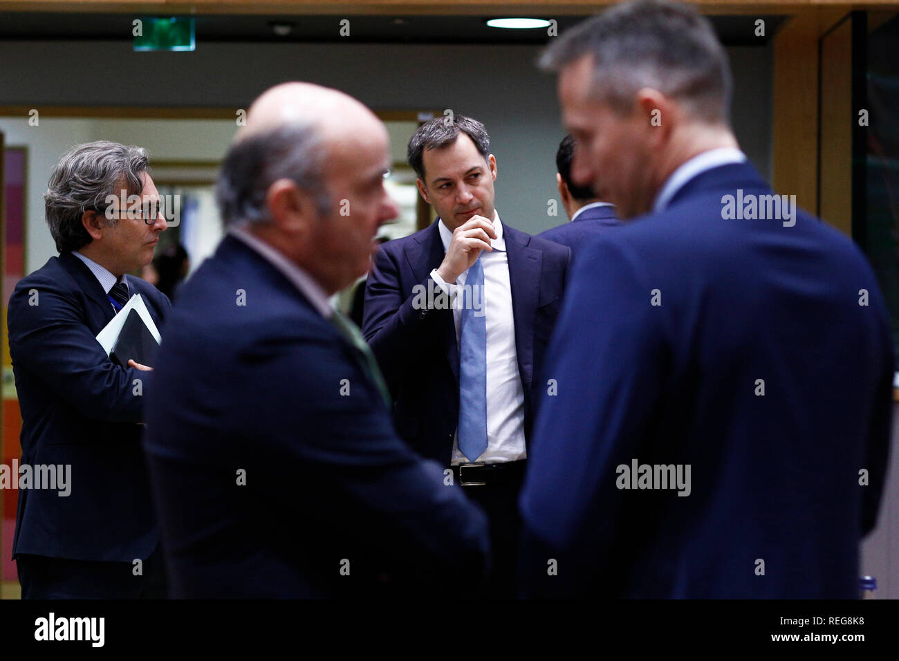 Bruxelles, Belgique. 22 janvier 2019. Le Ministre belge des Finances Alexander De Croo lors de la réunion des ministres européens des Finances . Alexandros Michailidis/Alamy Live News Banque D'Images