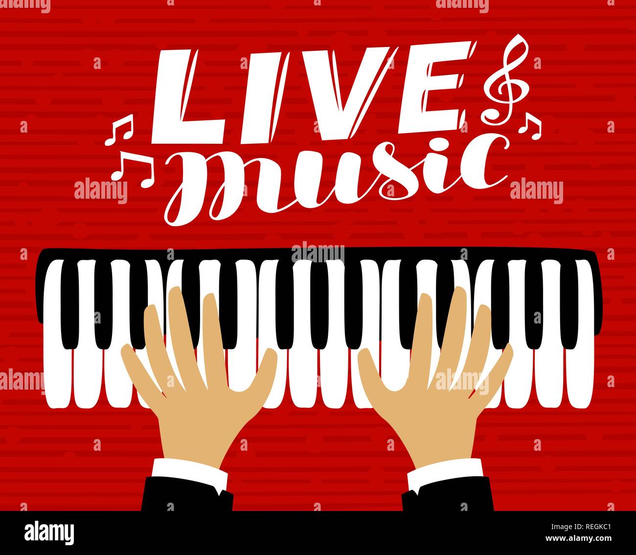 Musicien joue du piano. Vivre la musique, de l'affiche. Vector illustration Illustration de Vecteur