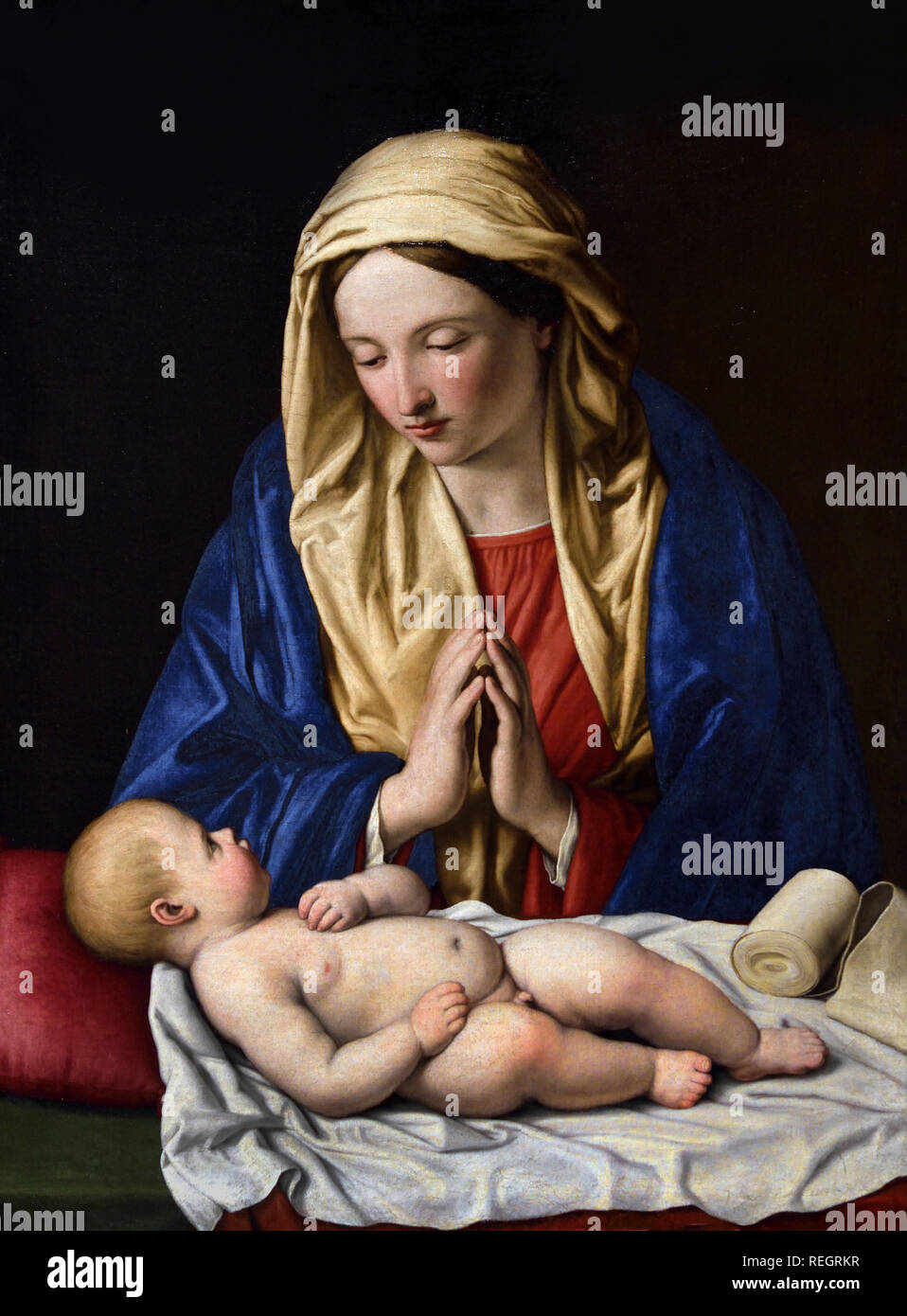 La Vierge adorant l'Enfant Jésus Giovanni Battista Salvi, (Sassoferrato 1609 - Rome 1685) Italie, Italien, Banque D'Images
