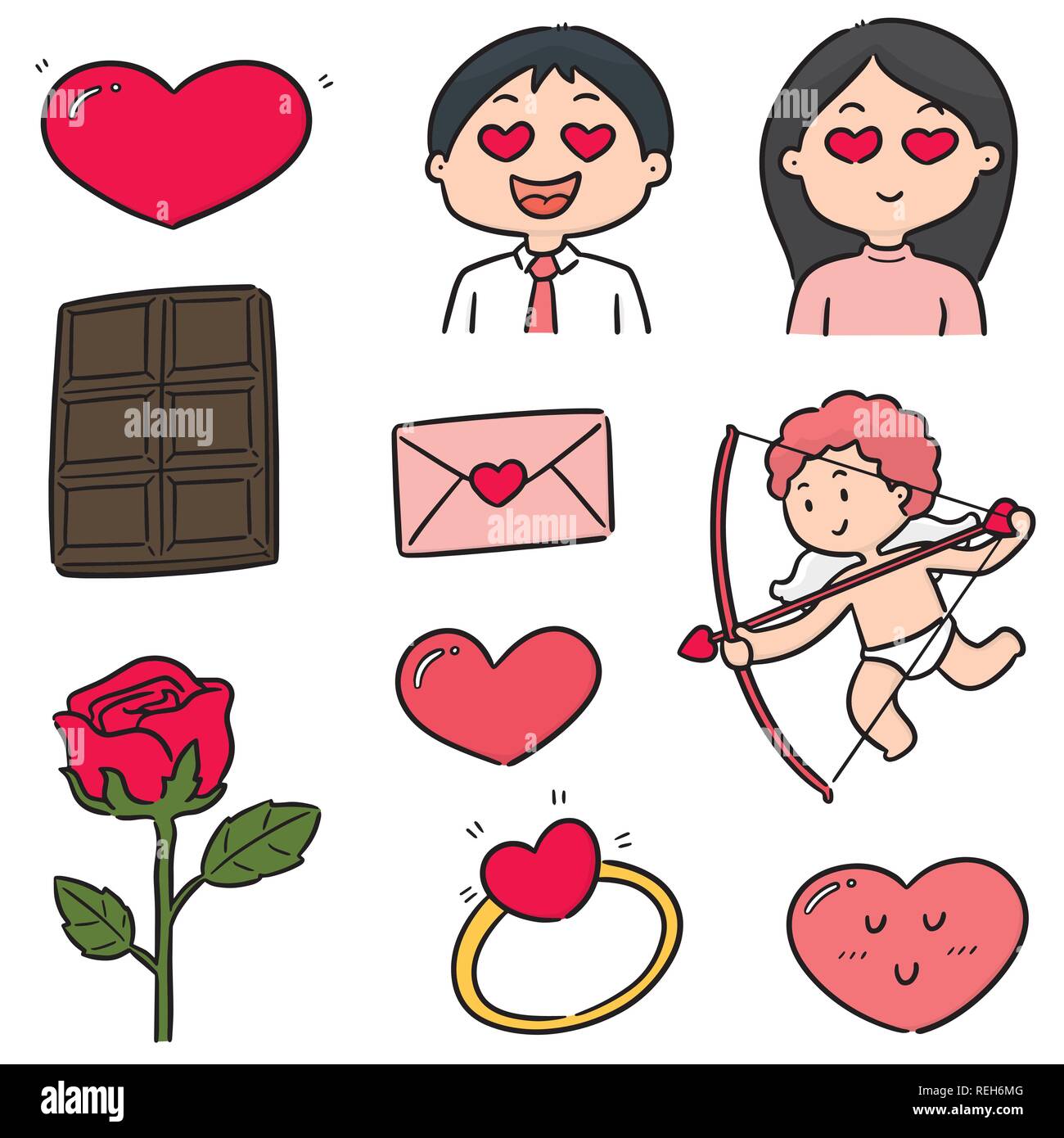 Vector set de Valentin cartoon Illustration de Vecteur