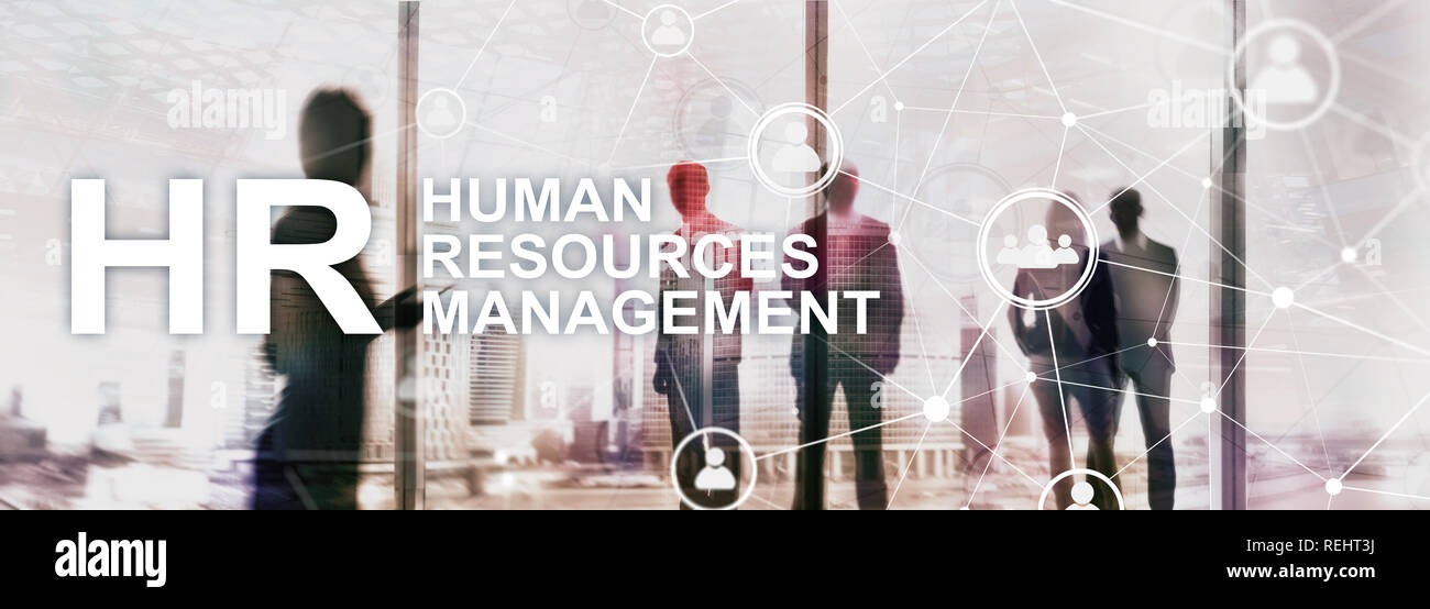 La gestion des ressources humaines, RH, Team Building et de recrutement concept sur fond flou. Banque D'Images