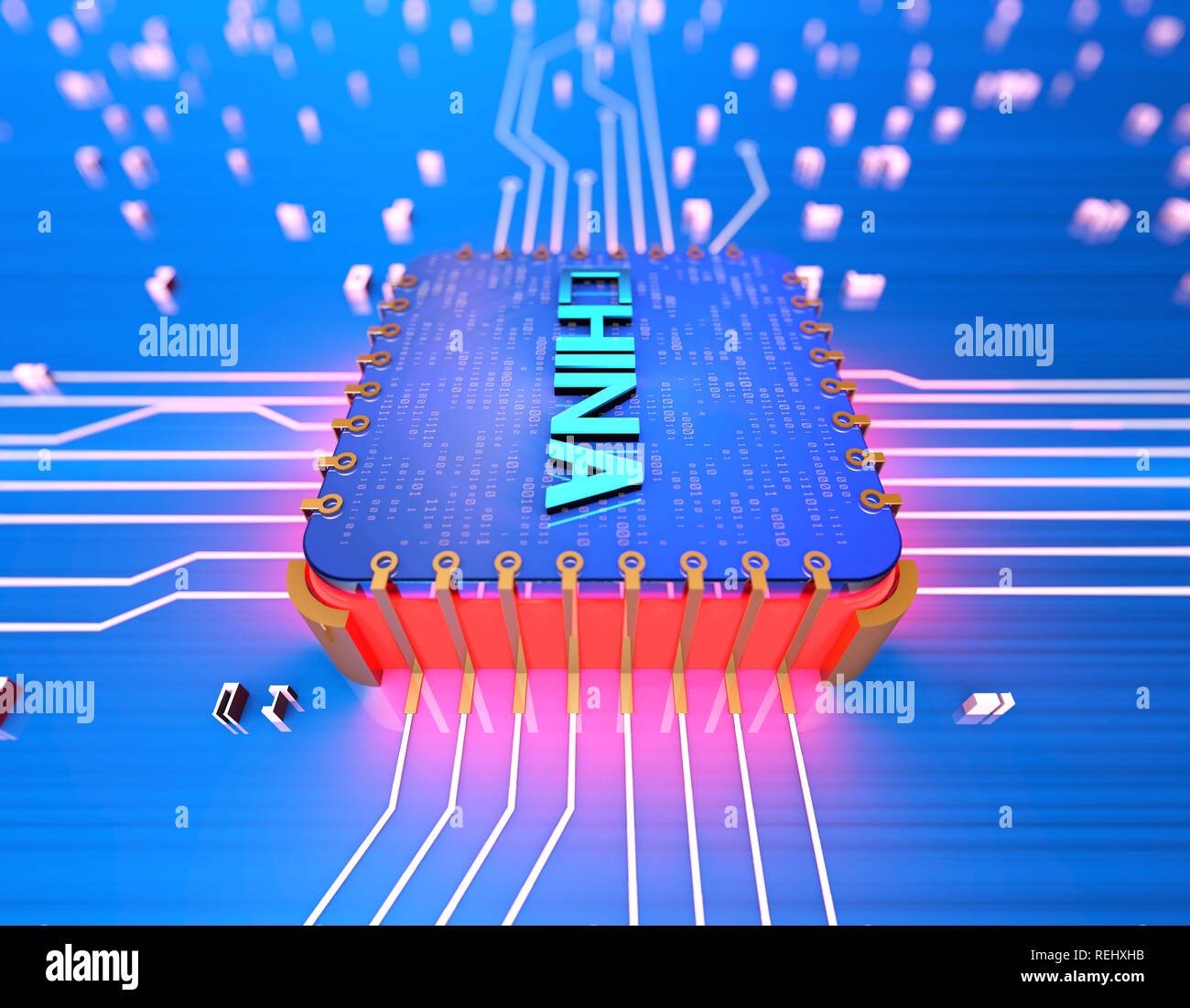 La puce électronique, la technologie de transmission de données de réseau et de stockage, la technologie des big data, de l'équipement électronique de la technologie de processeur Banque D'Images