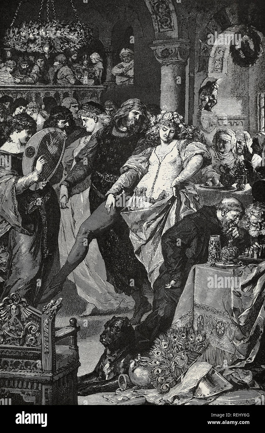Frederick II jouit de la gaieté de son tribunal italien Banque D'Images