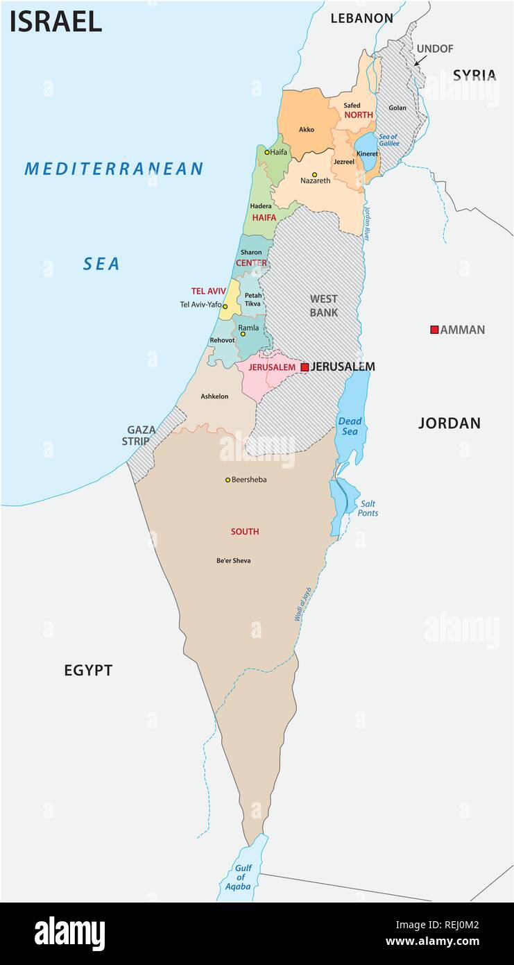 Israël carte vectorielle administrative et politique Illustration de Vecteur