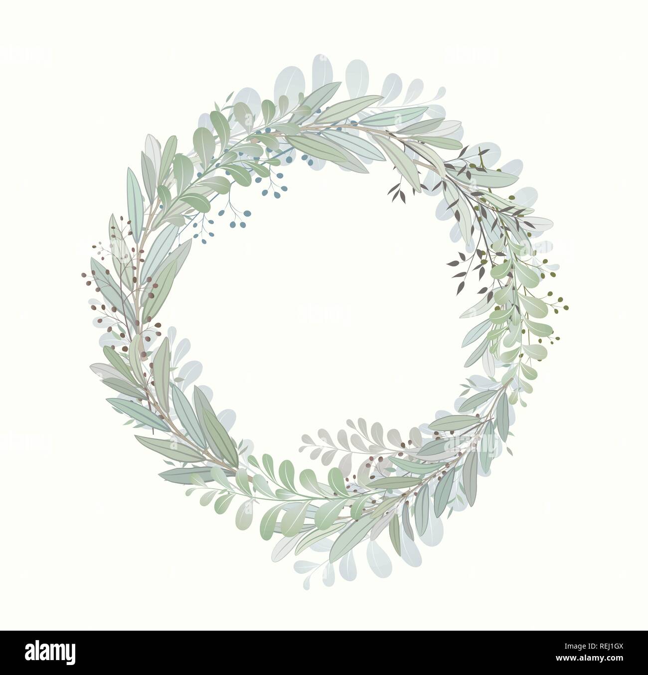 Carte avec de belles petites branches avec des feuilles. Parure de mariage concept. L'Imitation de l'aquarelle. Couronne de croquis, floral et herbes garland Illustration de Vecteur