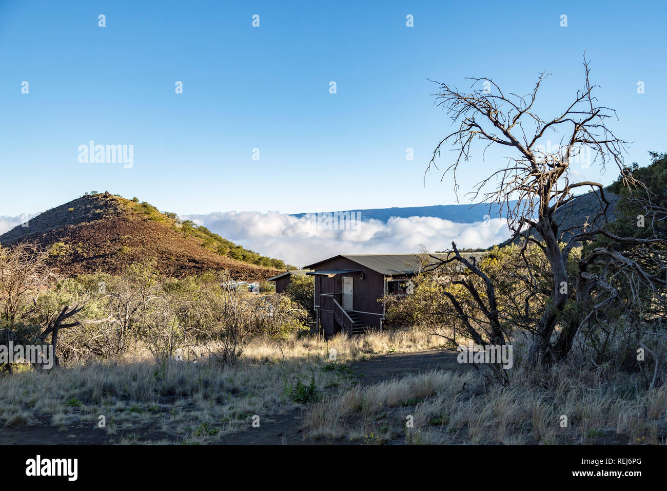 Chambre au fil des nuages sur le Mauna Kea Banque D'Images