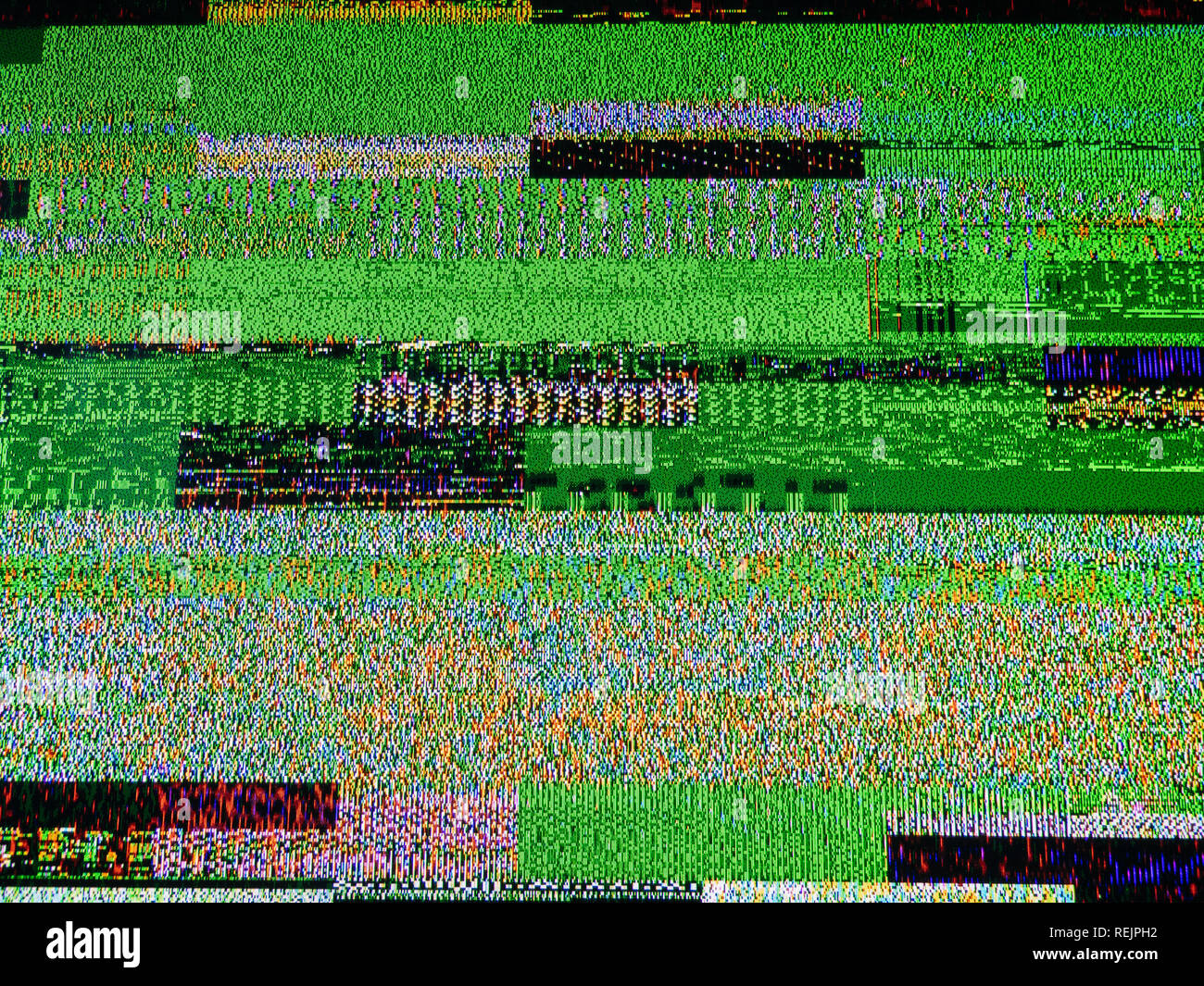 Le bruit de la télévision numérique sur un grand écran OLED plasma 4K Ultra HD High Dynamic Range HDR Smart TV Banque D'Images