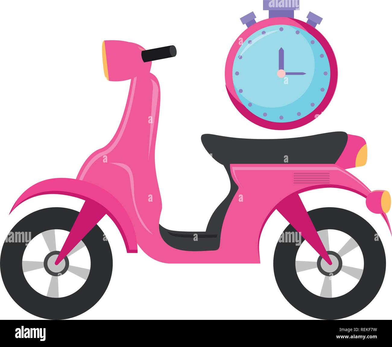 Chronomètre et moto sur fond blanc, vector illustration Illustration de Vecteur