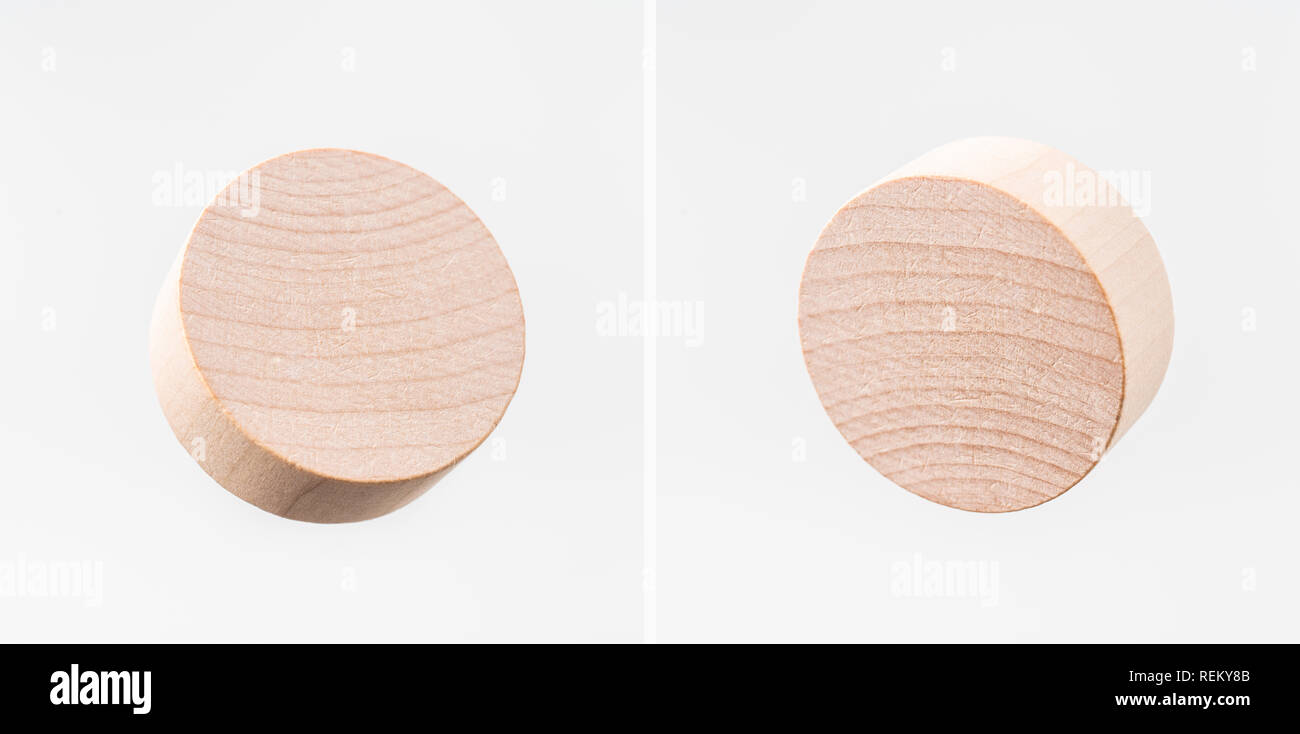 Business & design concept - Résumé du vrai géométriques cylindre en bois flottant isolé sur fond, c'est pas le 3D render. Banque D'Images
