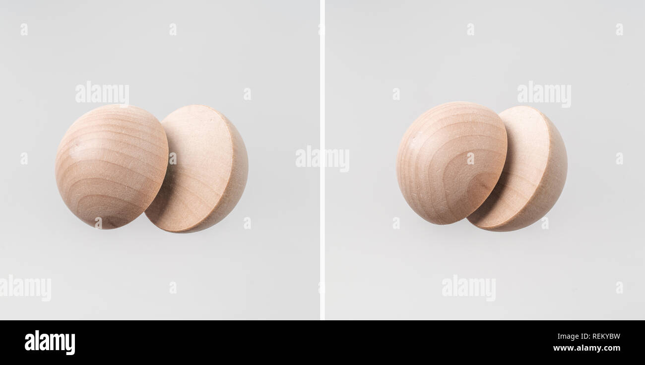 Business & design concept - géométrique abstraite en bois flottant réel demi-sphère isolé sur fond, c'est pas le 3D render. Banque D'Images