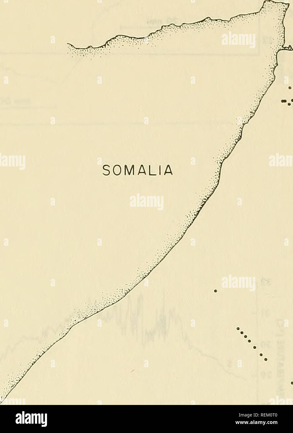 . La circulation et les propriétés océanographiques dans le bassin somalien comme pendant la mousson du sud-ouest 1979. Courants océaniques ; océanographie ; les moussons. 15°N SOCOTRA. 10° - 0° LES ÉCHECS XBT 5°S et 60°E 40° 45° 50° 55° Figure 49. Position de l'XBT échecs, le USNS WILKES, 18 août - 3 septembre 1979 76. Veuillez noter que ces images sont extraites de la page numérisée des images qui peuvent avoir été retouchées numériquement pour plus de lisibilité - coloration et l'aspect de ces illustrations ne peut pas parfaitement ressembler à l'œuvre originale.. Beatty, William H ; Bruce, John G ; Guthrie, Robert C, United States. Oceanograph Naval Banque D'Images