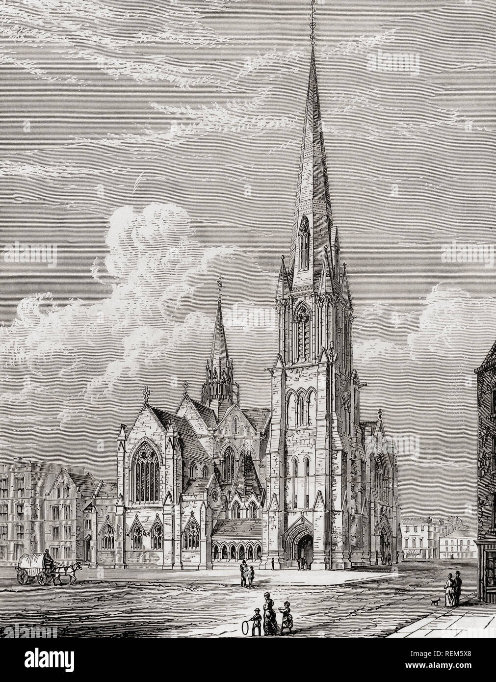 Christ Church, Westminster Bridge Road, Lambeth, Londres, Angleterre, vu ici au 19e siècle. Photos de Londres, publié 1890 Banque D'Images