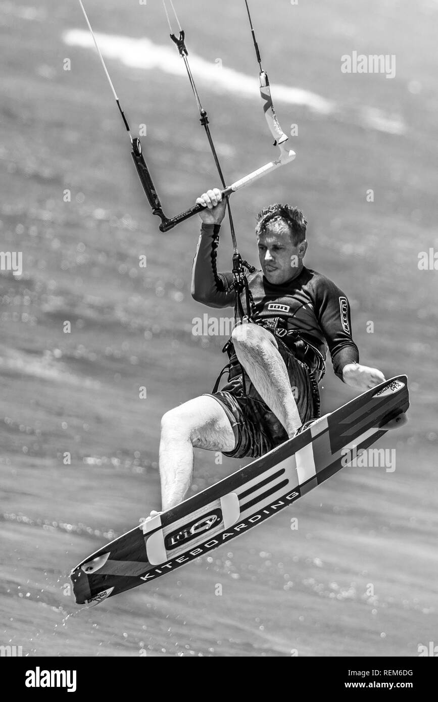 Le kitesurf à Noosa, Sunshine Coast, Queensland, Australie Banque D'Images