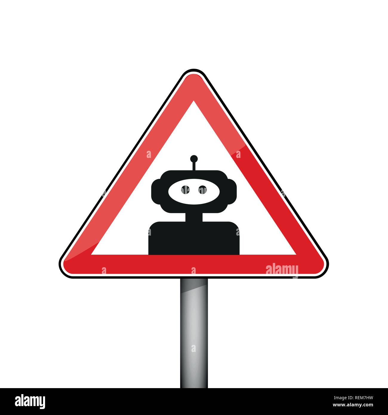 Plaque de signalisation triangulaire avec robot vector illustration EPS10 Illustration de Vecteur