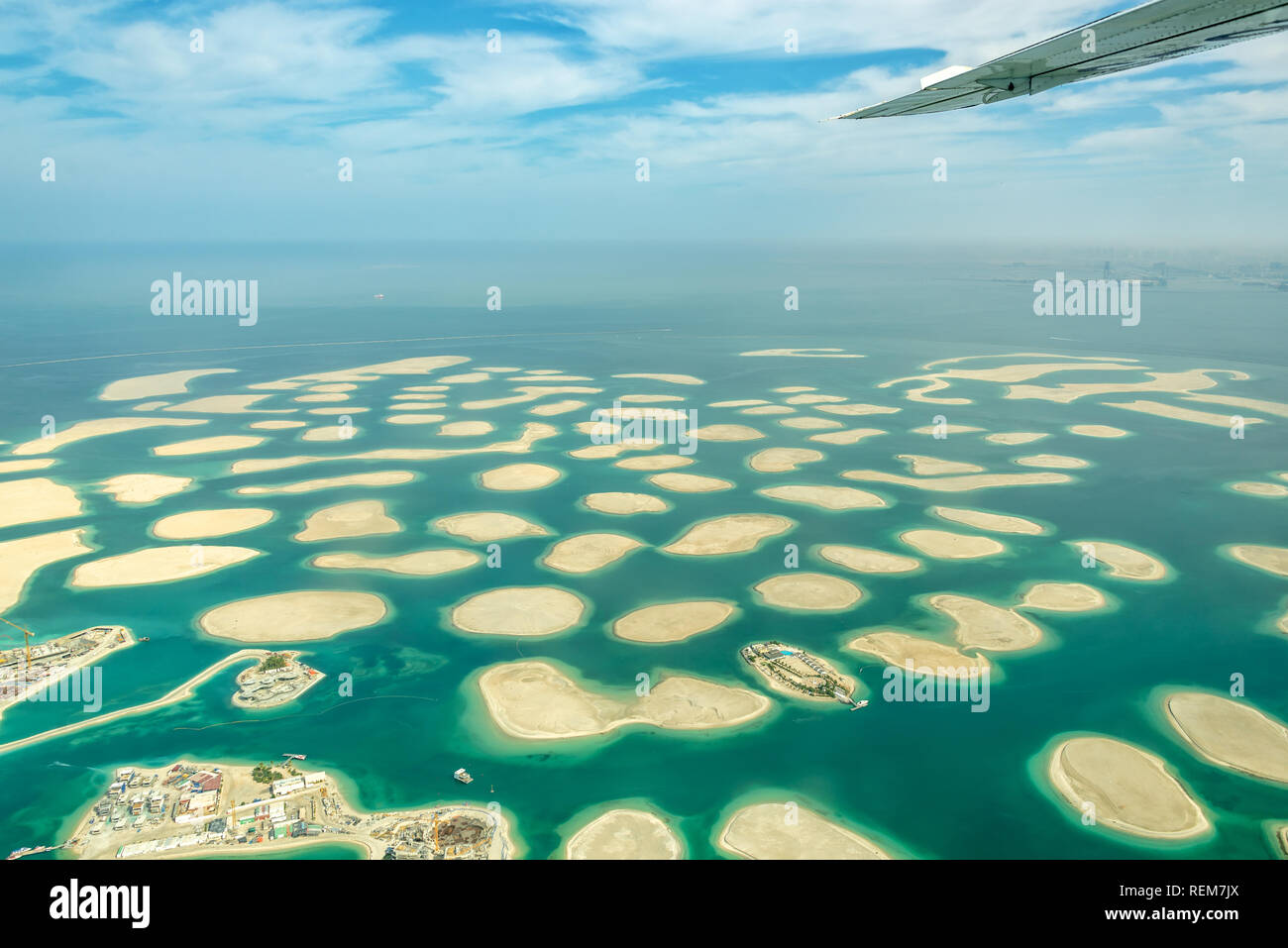 Vue aérienne de l'Organisation mondiale de Dubaï, Émirats arabes unis îles Banque D'Images