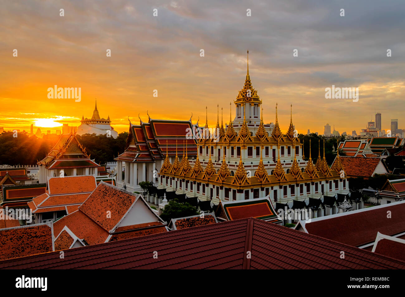 Wat Ratchanadda, c'est un endroit qui est important pour le bouddhisme en Thaïlande, attraction touristique populaire d'étrangers. Si vous voyagez à Bangkok. Banque D'Images