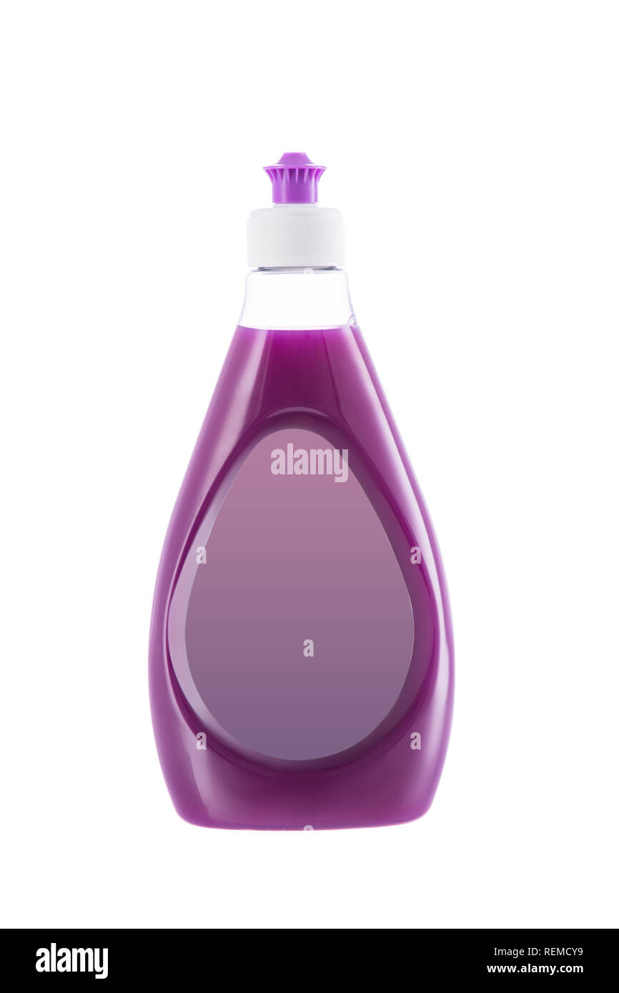 Détergent liquide pour vaisselle isolé sur fond blanc. Chambre produit de nettoyage. Banque D'Images