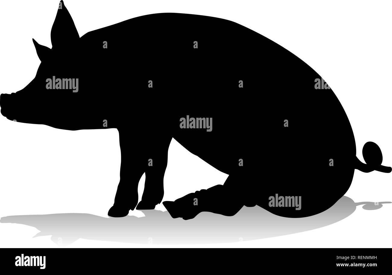 Pig Farm Animal Silhouette Illustration de Vecteur