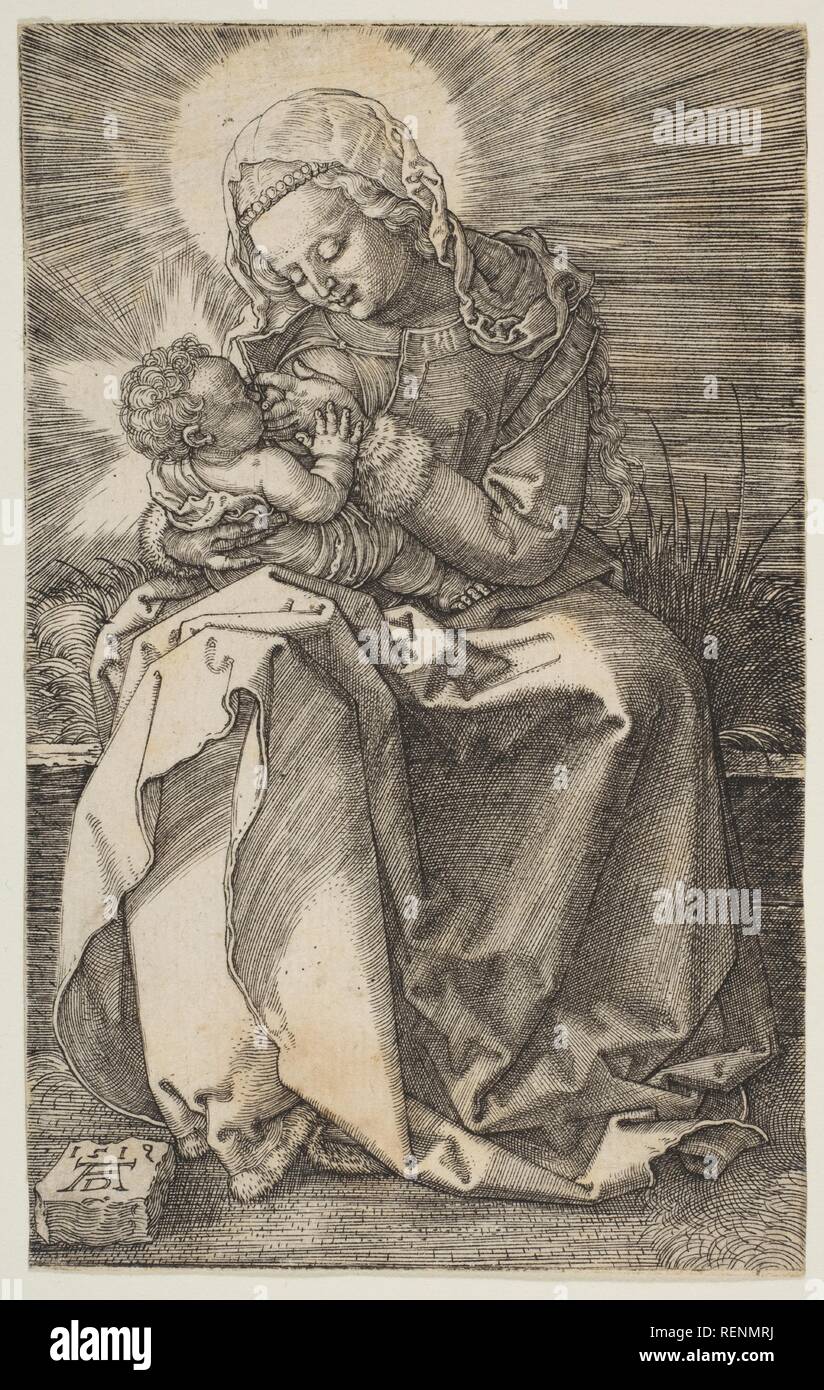 La Vierge à l'enfant Soins infirmiers. Artiste : Albrecht Dürer (Nuremberg, Allemagne Nuremberg 1471-1528). Fiche Technique : Dimensions : 4 5/8 x 2 15/16 in. (11,8 × 7,4 cm). Date : 1519. Musée : Metropolitan Museum of Art, New York, USA. Banque D'Images
