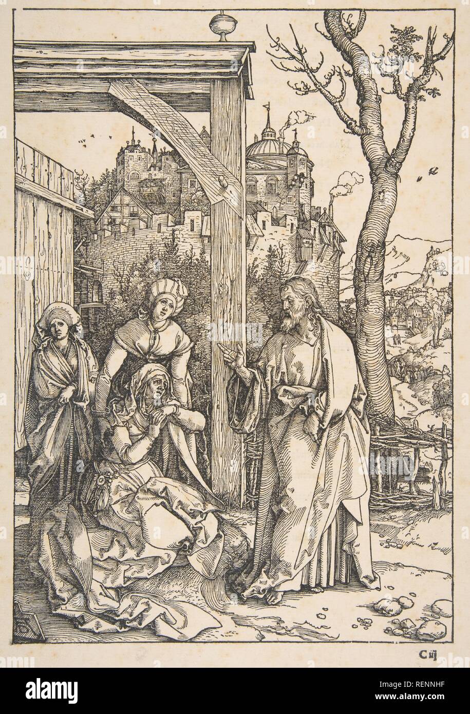 Le Christ prenant congé de sa mère, de la vie de la Vierge, de l'édition, 1511. Artiste : Albrecht Dürer (Nuremberg, Allemagne Nuremberg 1471-1528). Fiche technique : Dimensions : 17 x 14 5/8 in. (43,2 x 37,1 cm). Date : 1511. Musée : Metropolitan Museum of Art, New York, USA. Banque D'Images