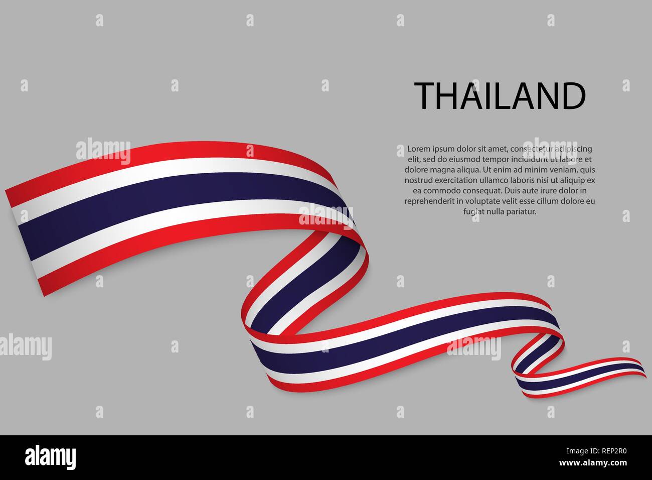 Forme un ruban ou une bannière avec pavillon de la Thaïlande. Modèle pour la conception de l'affiche de la fête de l'indépendance Illustration de Vecteur