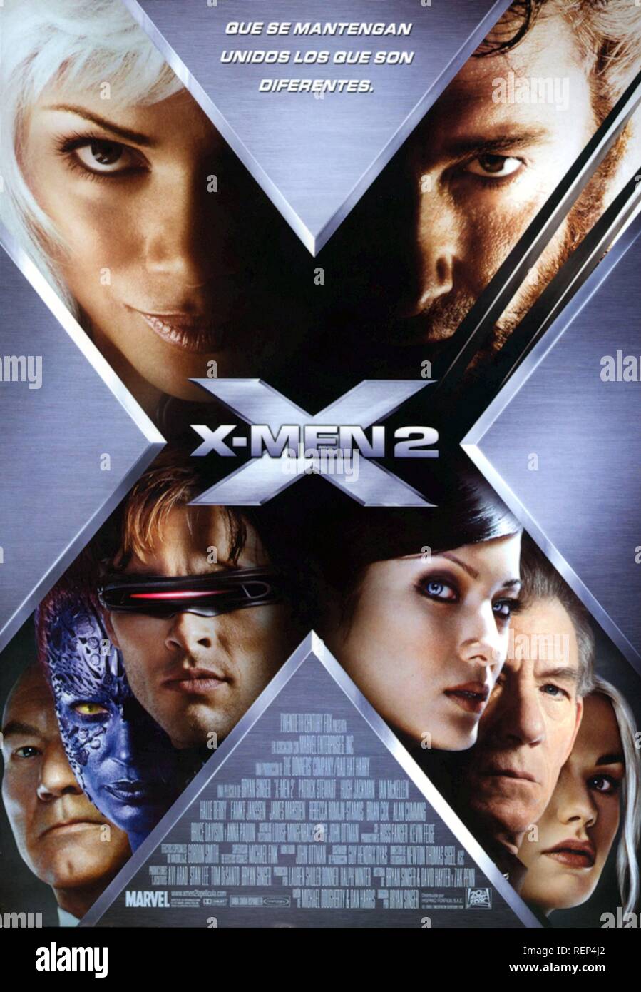 X Men 2 X2 Année : 2003 USA Réalisateur : Bryan Singer Movie poster (Espagne) Banque D'Images