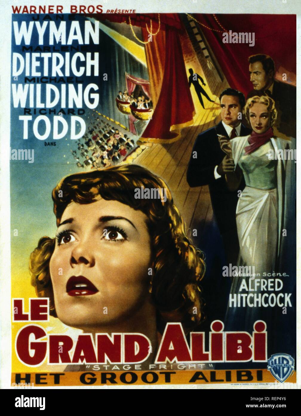 Le Trac Année : 1950 UK / USA Réalisation : Alfred Hitchcock Poster (Bel) Banque D'Images