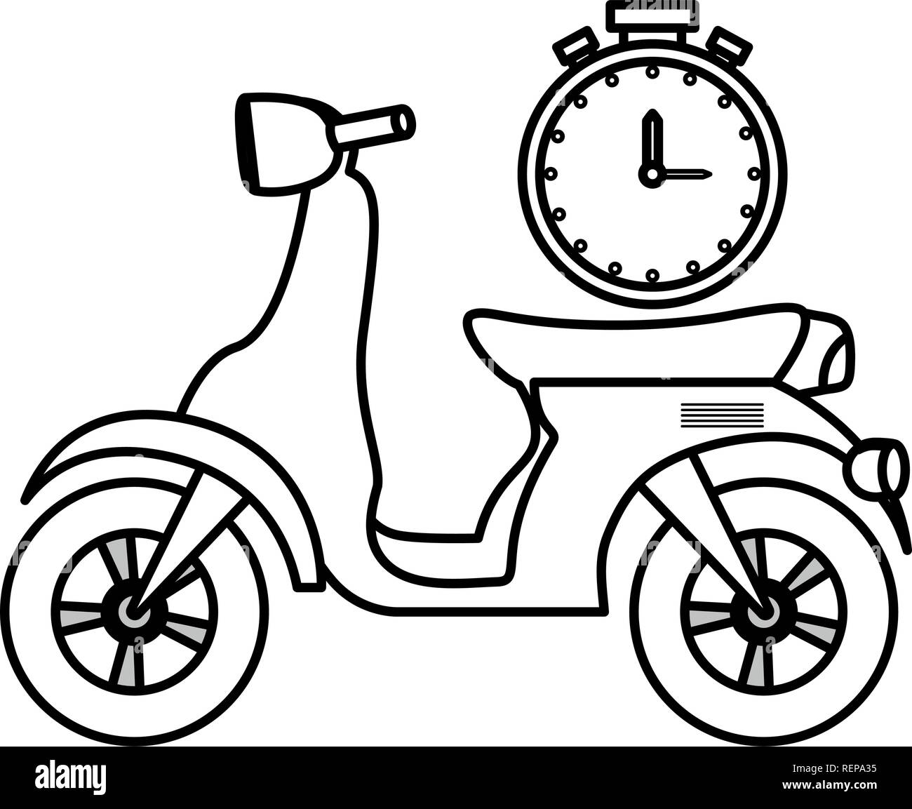 Chronomètre et moto sur fond blanc, vector illustration Illustration de Vecteur