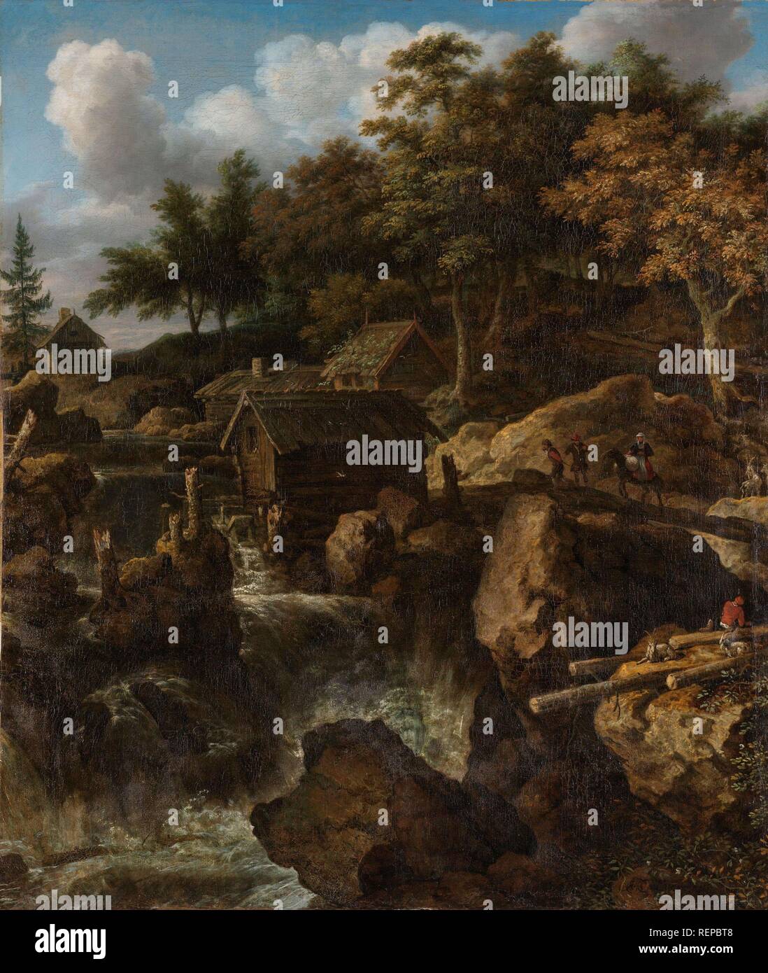 Paysage suédois avec une cascade. Dating : 1650 - 1675. Dimensions : h 105 cm × w 89 cm ; d 8,5 cm. Musée : Rijksmuseum, Amsterdam. Auteur : Allaert van Everdingen. Banque D'Images