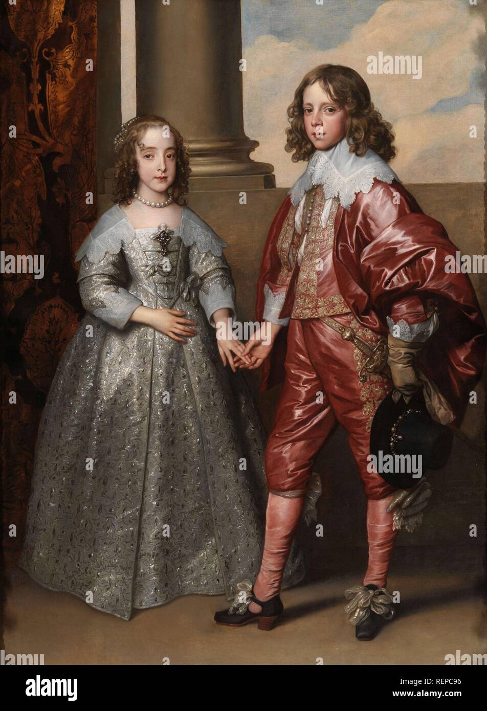 Guillaume II, Prince d'Orange, et son épouse, Marie Stuart. L'avenir comme stathouder Willem II (1626-1650), Prince d'Orange, et son épouse la Princesse Marie Stuart (1631-1660), fille de Charles Ier d'Angleterre. Dating : 1641. Dimensions : H 182.5 cm × w 142 cm. Musée : Rijksmuseum, Amsterdam. Auteur : Van Dyck, Anthony. Banque D'Images