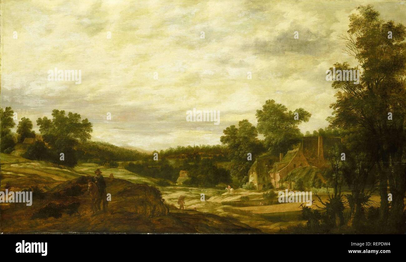 Paysage vallonné. Dating : 1635. Mesures : support : h 66,5 cm × w 114,8 cm ; d 6 cm. Musée : Rijksmuseum, Amsterdam. Auteur : Pieter Stalpaert. Banque D'Images