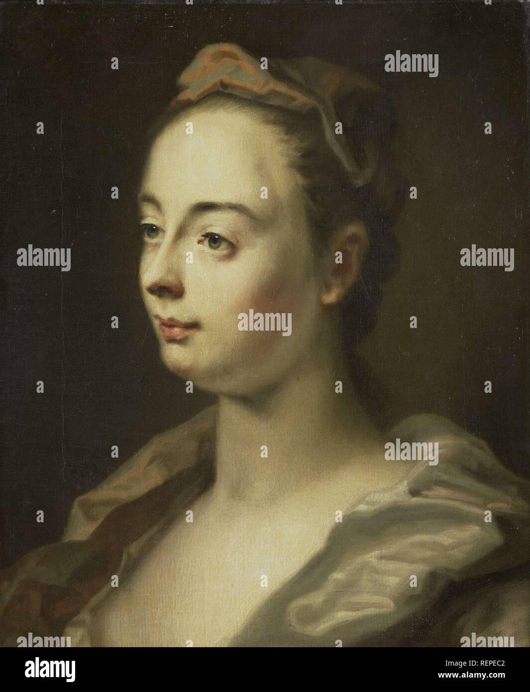 Portrait d'une femme. Dating : 1731. Dimensions : H 41,6 cm × w 34 cm × t 3,5 cm ; d 6,7 cm. Musée : Rijksmuseum, Amsterdam. Auteur : Balthasar Denner. Banque D'Images