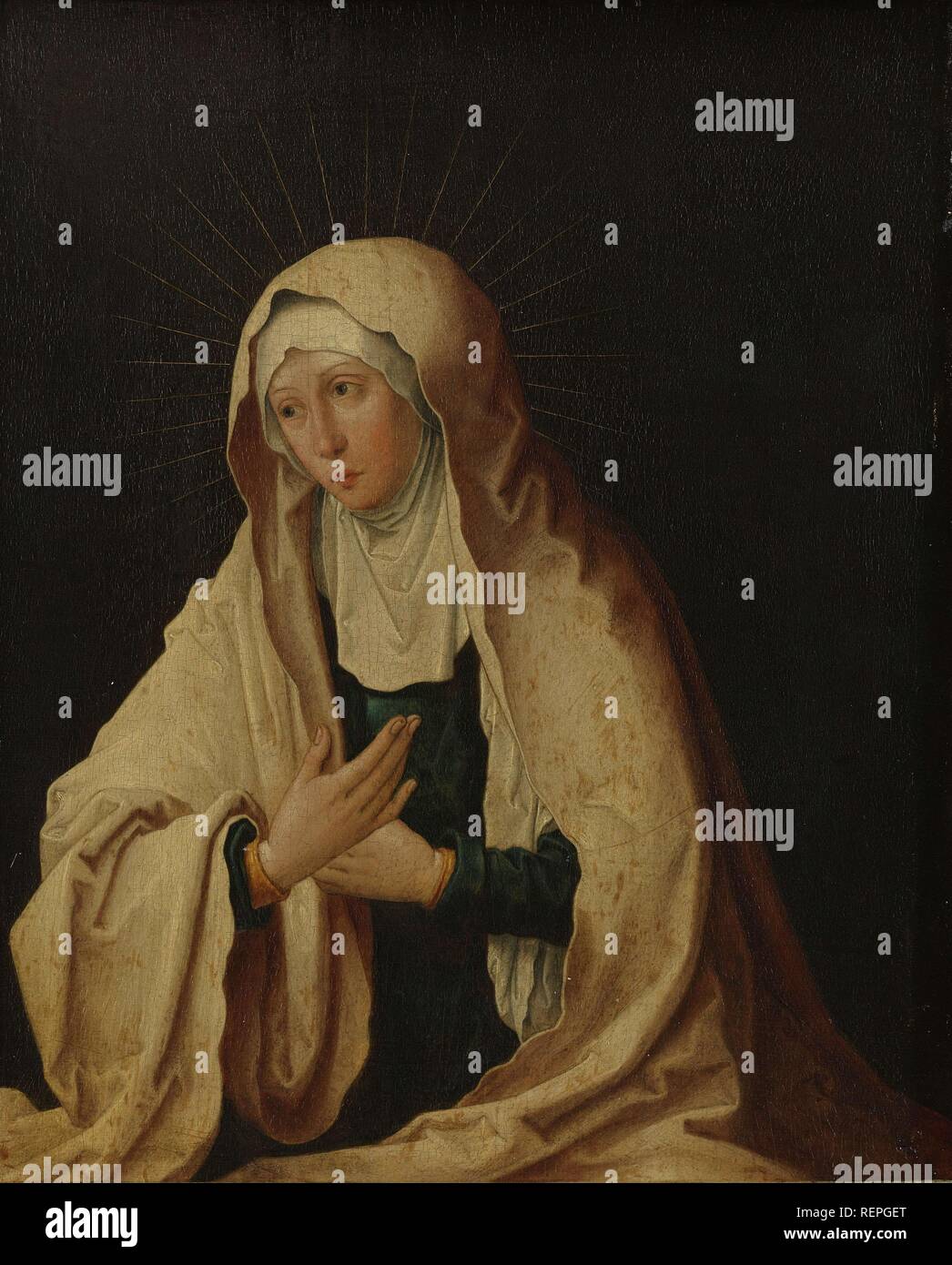 Vierge Marie. Dating : ch. 1557 - c. 1600. Lieu : Leiden. Mesures : support : h 26,6 cm × 21,5 cm ; w t 1,5 cm ; D. 3,9 cm. Musée : Rijksmuseum, Amsterdam. Auteur : anonyme (rejeté). Lucas van Leyden (copie d'après). Banque D'Images