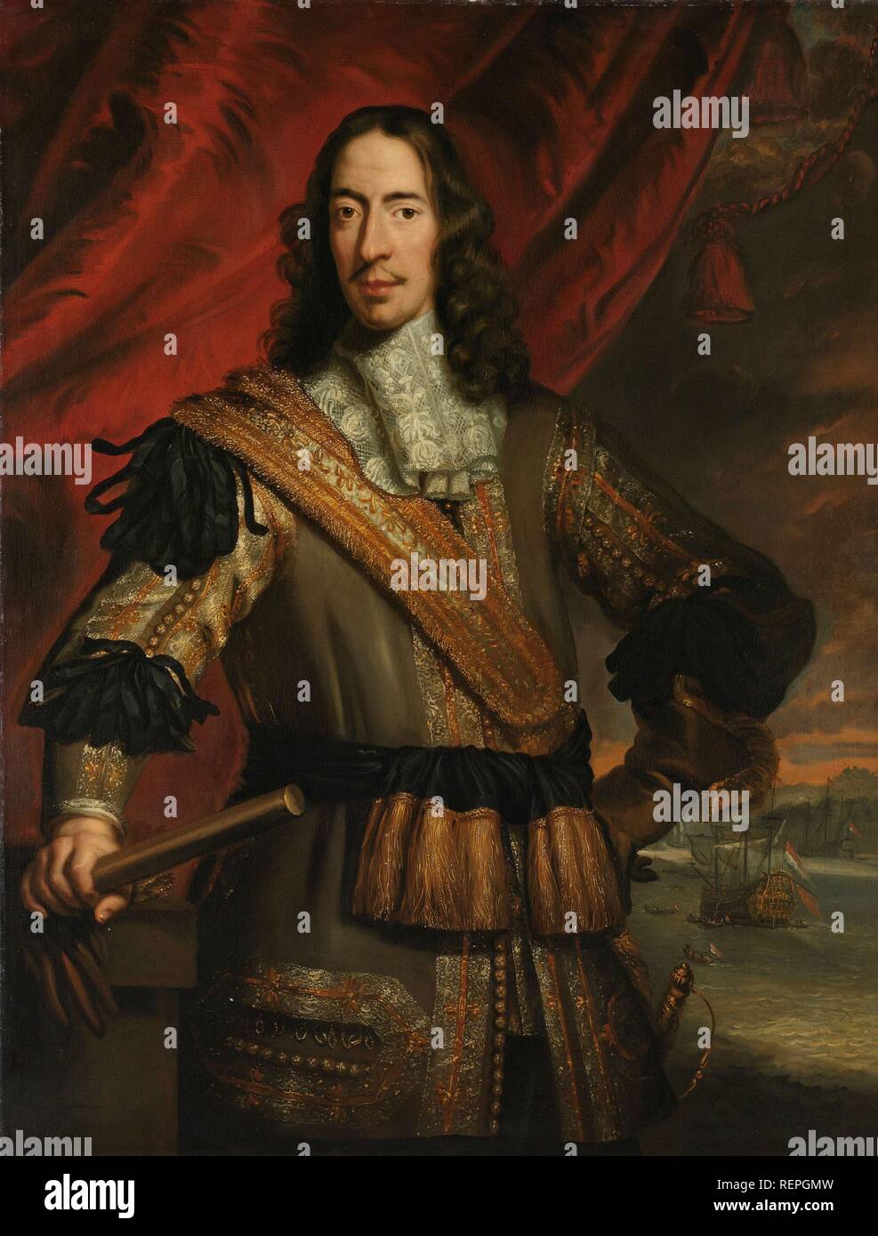 Cornelis De Witt (1623-1672), bourgmestre de Dordrecht et Lord Lieutenant de Putten. Dating : 1667 - 1700. Dimensions : h 124 cm × w 97 cm ; d 6 cm. Musée : Rijksmuseum, Amsterdam. Auteur : Jan de Baen (copie d'après). JAN DE BAEN. Banque D'Images