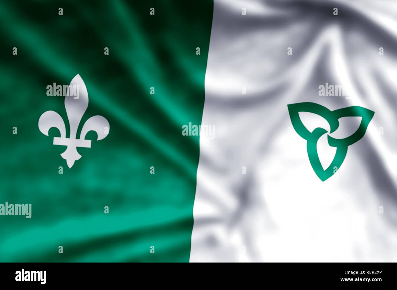 Forme élégante franco-ontarienne et libre d'un drapeau l'illustration. Parfait pour les fins de l'arrière-plan ou de texture. Banque D'Images