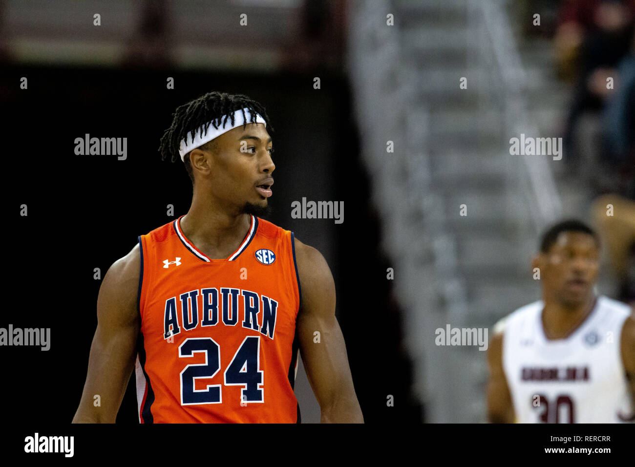 Columbia, SC, États-Unis d'Amérique. 22 janvier, 2019. L'Auburn Tigers Anfernee McLemore (24) au cours de la partie de basket-ball de NCAA de Colonial Life Arena de Columbia, SC. (Scott Kinser/Cal Sport Media) Credit : csm/Alamy Live News Banque D'Images