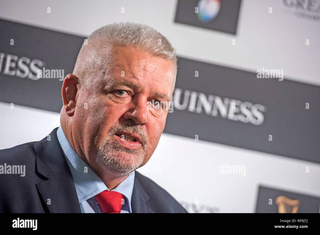 Londres, Royaume-Uni. 23 Jan, 2019. Guinness Rugby Union 6 Nations lancement au Club de Hurlingham, Londres, Royaume-Uni. Warren Gatland, l'entraîneur de Rugby Gallois s'entretient avec les médias. Credit : Phil Rees/Alamy Live News Banque D'Images