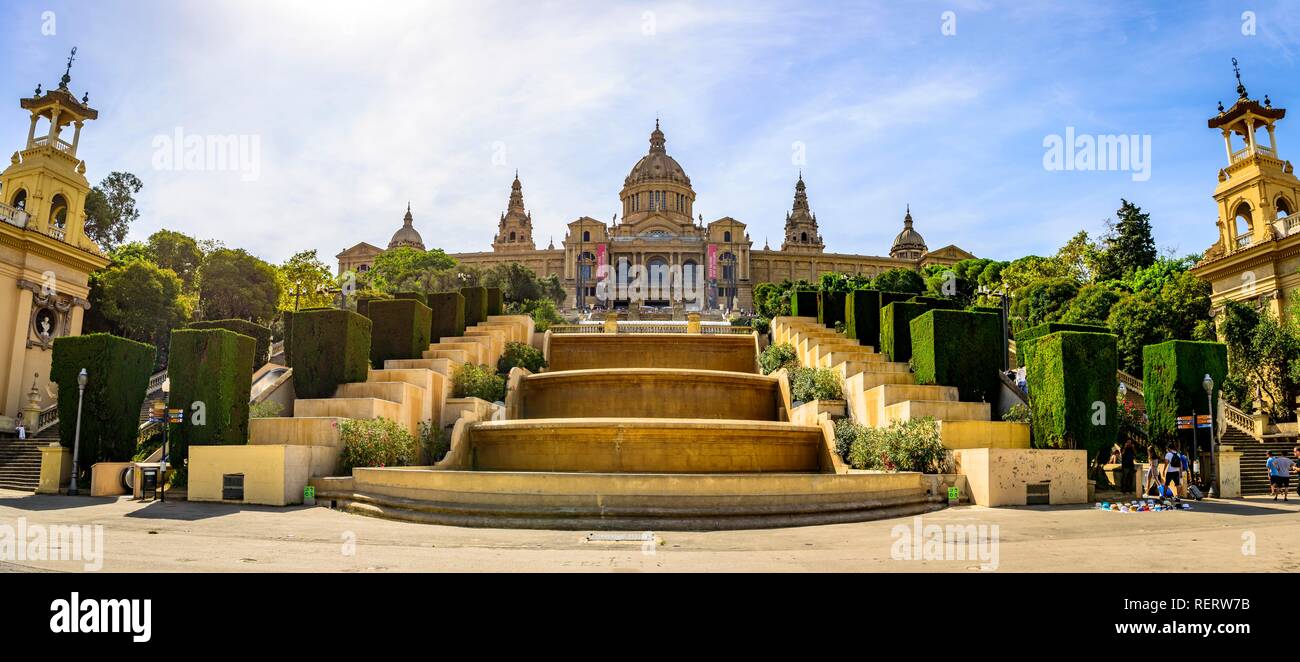 Palau Nacional de Montjuic, le Palais National de Montjuic, Museu Nacional d'Art de Catalunya, Barcelone, Catalogne, Espagne Banque D'Images