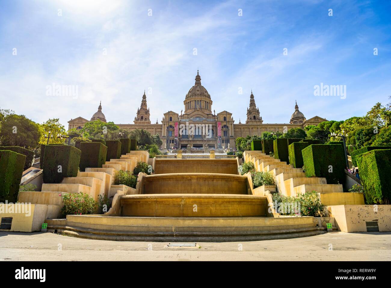 Palau Nacional de Montjuic, le Palais National de Montjuic, Museu Nacional d'Art de Catalunya, Barcelone, Catalogne, Espagne Banque D'Images