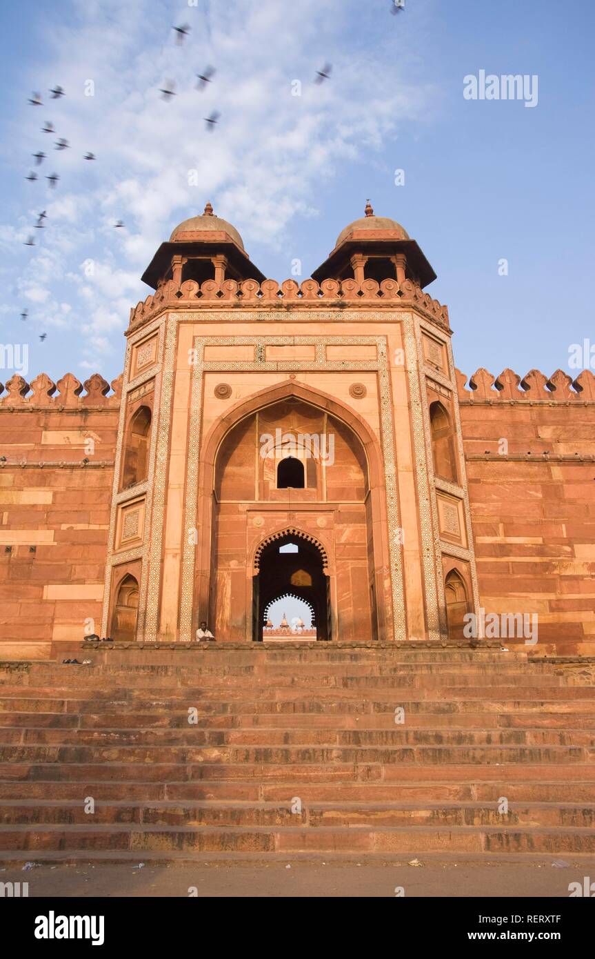 Jama Masjid, mosquée Badshahi Darwaza Gate, UNESCO World Heritage Site, Fatehpur Sikri, Uttar Pradesh, Inde, Asie du Sud Banque D'Images