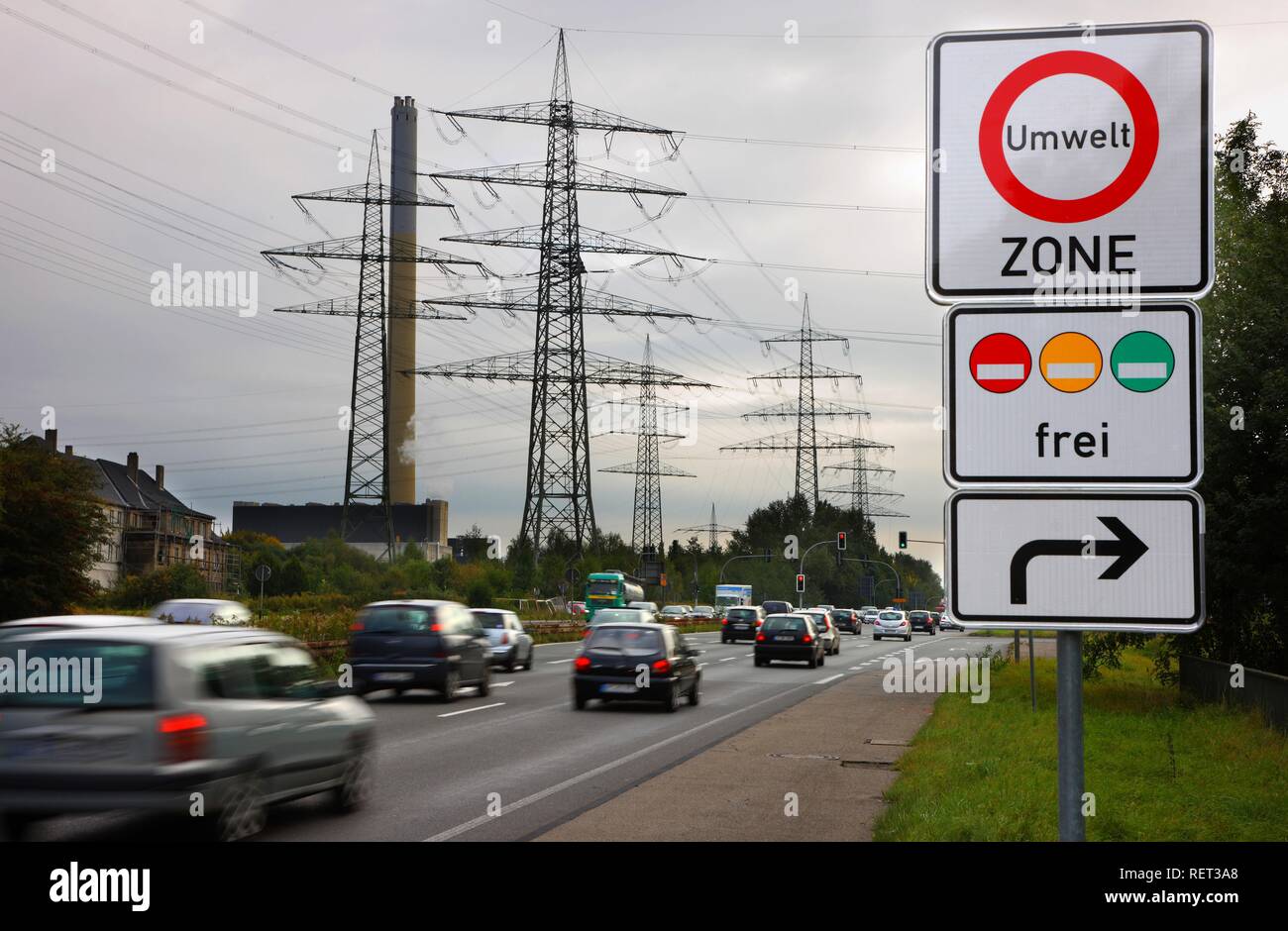 Zone environnementale informations inscription au B224, rue Gladbecker, Bottrop, des limites de la ville de Essen, Rhénanie du Nord-Westphalie Banque D'Images Zone environnementale informations inscription au B224, rue Gladbecker, Bottrop, des limites de la ville de Essen, Rhénanie du Nord-Westphalie Banque D'Images