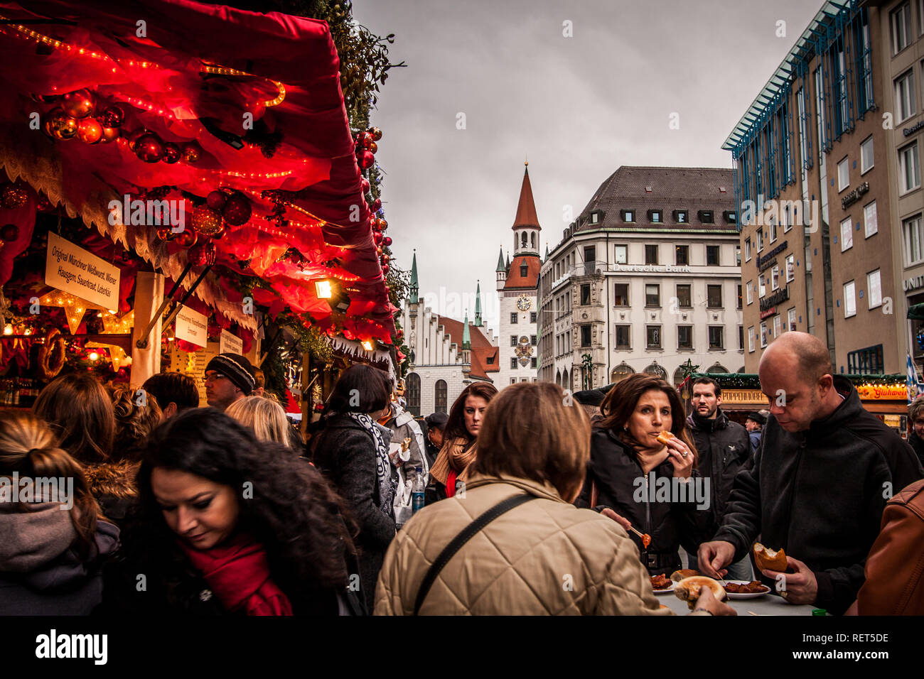 Marché de Noël sur la Marienplatz à Munich, Allemagne Banque D'Images