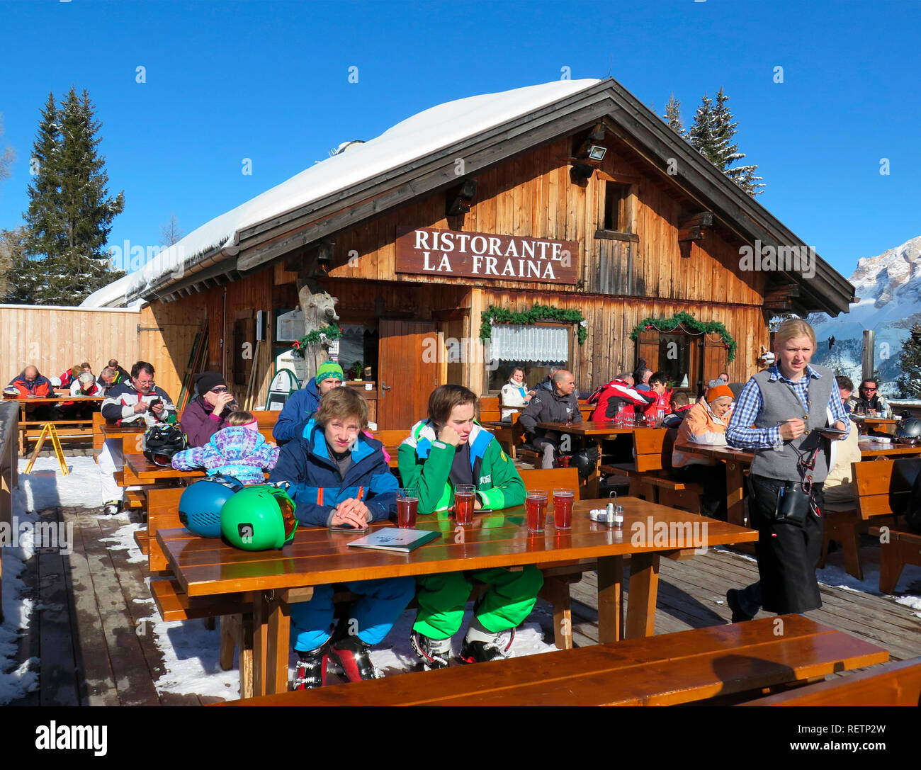 La Frainia Berghuette, Pralongia, Alta Badia, Dolomiten, Italien Banque D'Images