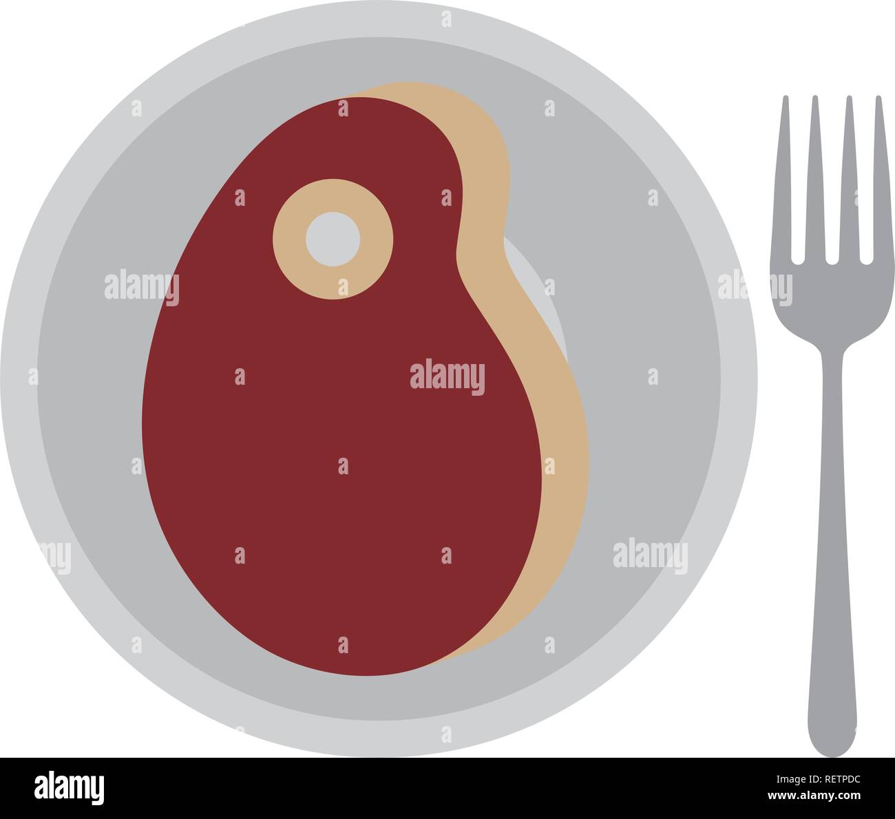 Plaque avec steak de viande sur fond blanc, vector illustration Illustration de Vecteur