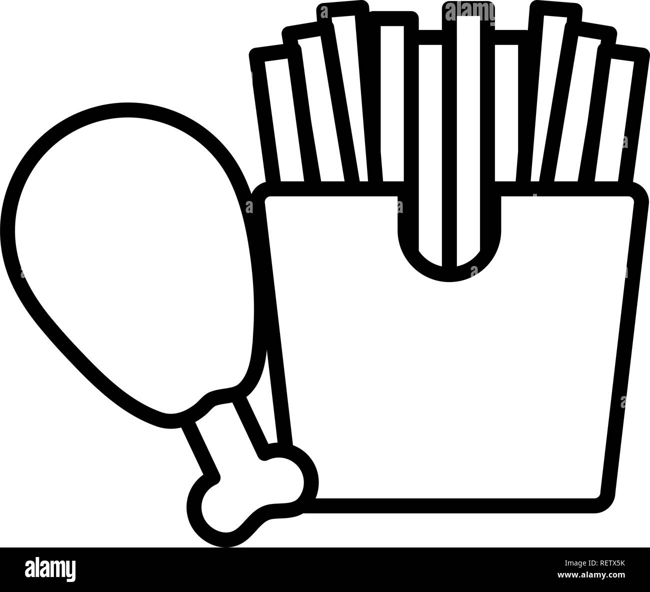 Cuisse de poulet frites et fort sur fond blanc, vector illustration Illustration de Vecteur