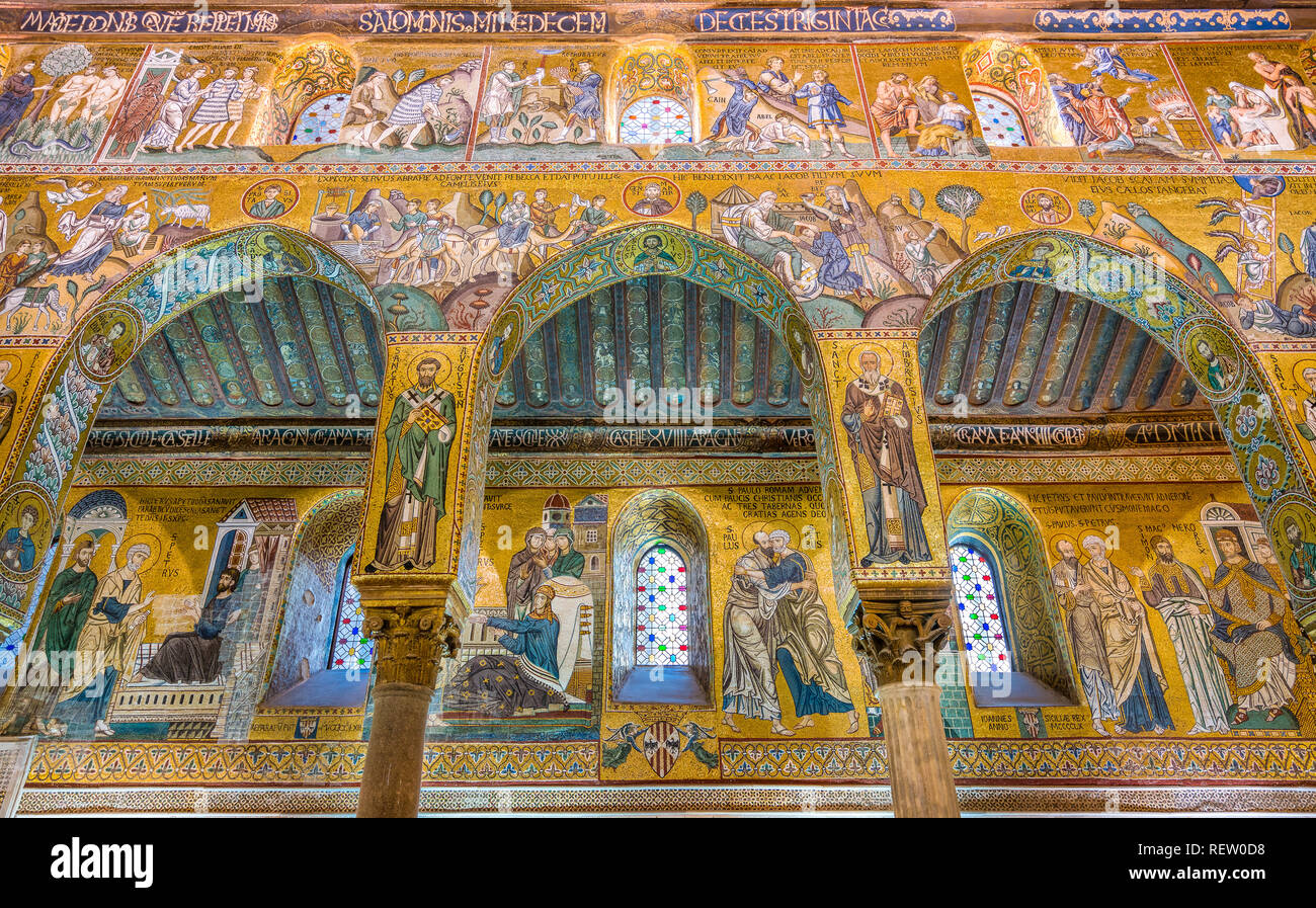 Chapelle Palatine du Norman Palace (Palazzo dei Normanni) à Palerme. Sicile, Italie. Banque D'Images