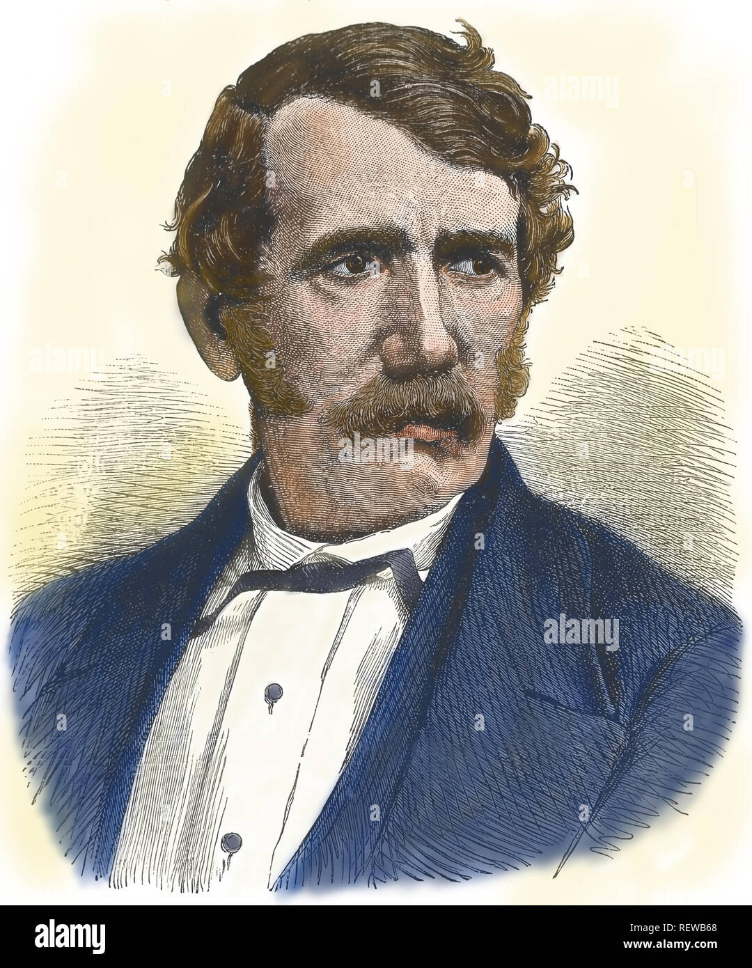 David Livingstone (1813-1873). La gravure. Médecin, missionnaire et explorateur des territoires africains. Gravure, coloration plus tard. Banque D'Images
