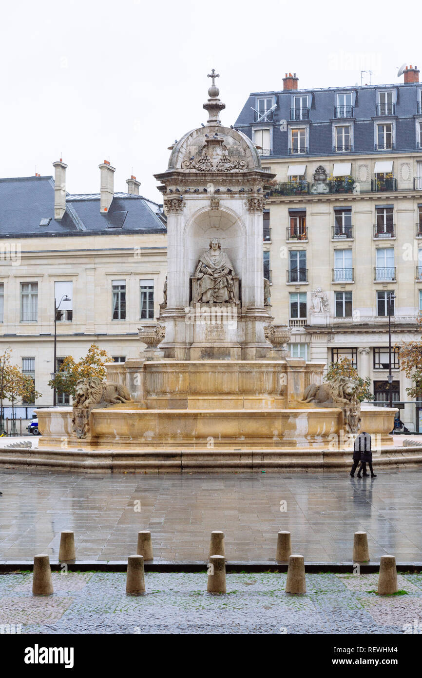 Paris (France) - Place Saint-Sulpice et la Fontaine des Quatre Points Cardinaux Banque D'Images