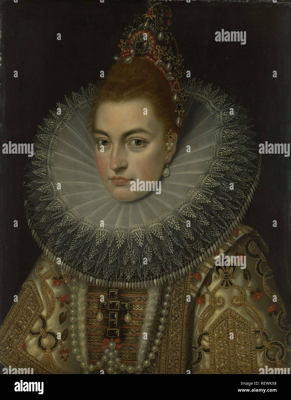 Isabella Clara Eugenia, épouse de l'archiduc Albert VII. Dating : ch. 1600. Lieu : sud des Pays-Bas. Dimensions : H 28,5 cm × w 22,5 cm × H 45,5 cm × 39,2 cm × t w 4 cm. Musée : Rijksmuseum, Amsterdam. Auteur : anonyme (rejeté). Frans Pourbus (II) (atelier de). Frans Pourbus, (II). Banque D'Images
